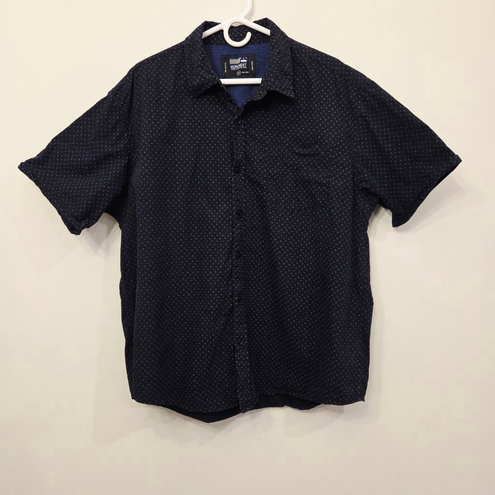 MONUMENT men's Casual Button Down Shirt Dark Blue XXL
